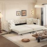 3 In 1 Convertible Sleeper, Deep Seat Pull Out Sofa Bed, Button Tufted