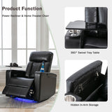 Premium Power Recliner & Storage Arms, Cupholders, Swivel Tray Table And Cell Phone Stand - Black