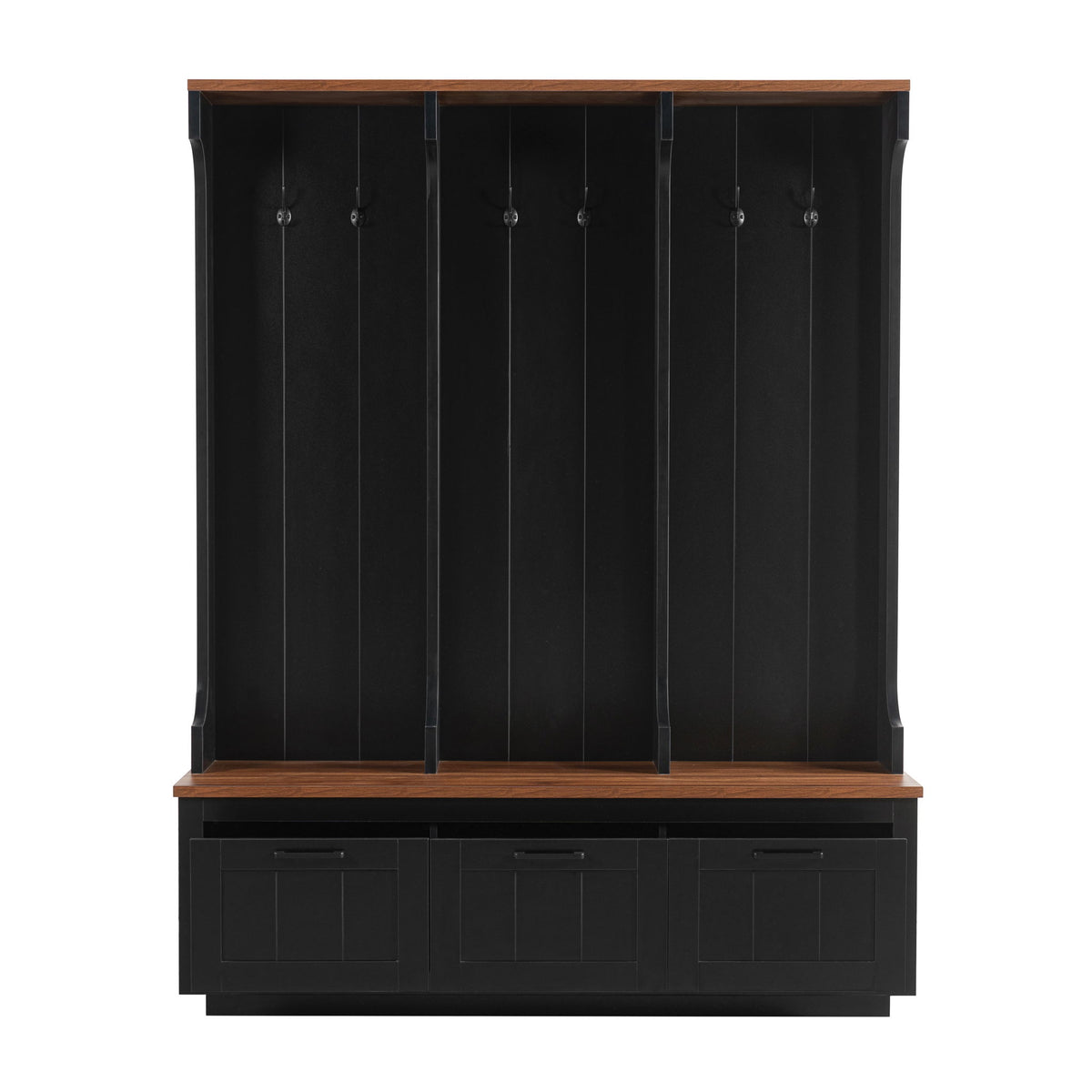 Hall Tree With Bench And Shoe Storage, 3 Large Drawers, Open Storage Shelves & Hooks