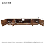 TV Stand, Entertainment Center With Fluted Door & Cable Management, Soft Closing Hinges - Walnut