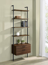 Owens 96" 4-Shelf Bookshelf with Drawers, Walnut