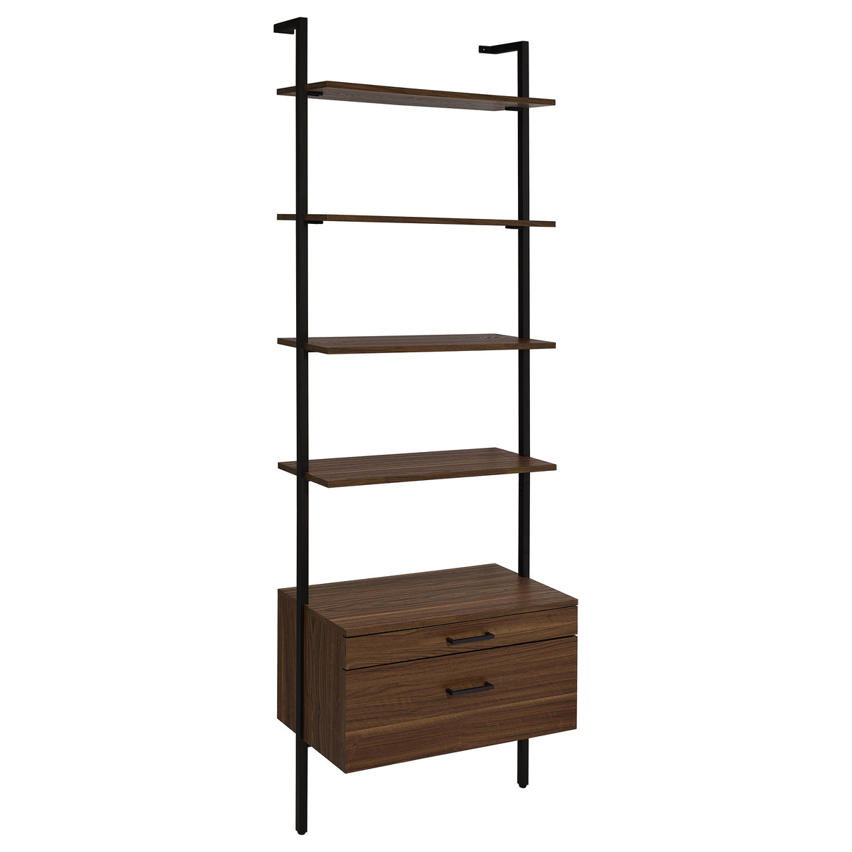 Owens 96" 4-Shelf Bookshelf with Drawers, Walnut