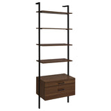 Owens 96" 4-Shelf Bookshelf with Drawers, Walnut