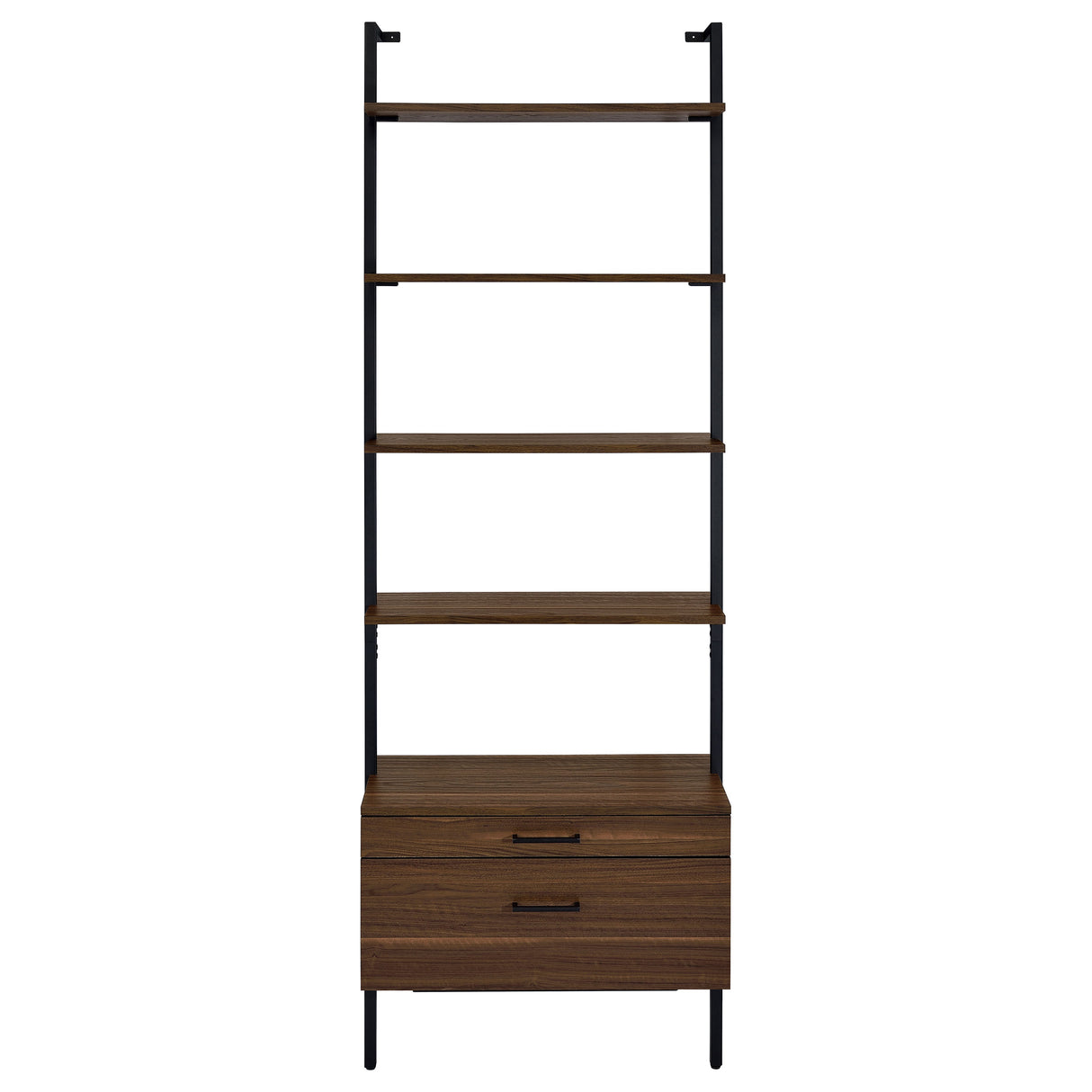 Owens 96" 4-Shelf Bookshelf with Drawers, Walnut