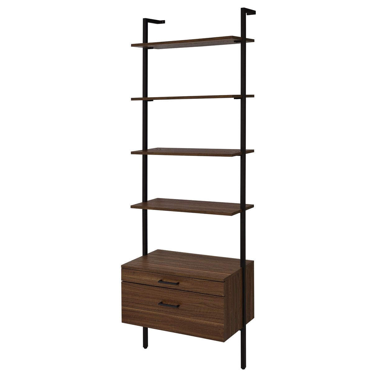 Owens 96" 4-Shelf Bookshelf with Drawers, Walnut