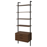 Owens 96" 4-Shelf Bookshelf with Drawers, Walnut