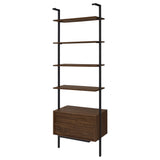 Owens 96" 4-Shelf Bookshelf with Drawers, Walnut