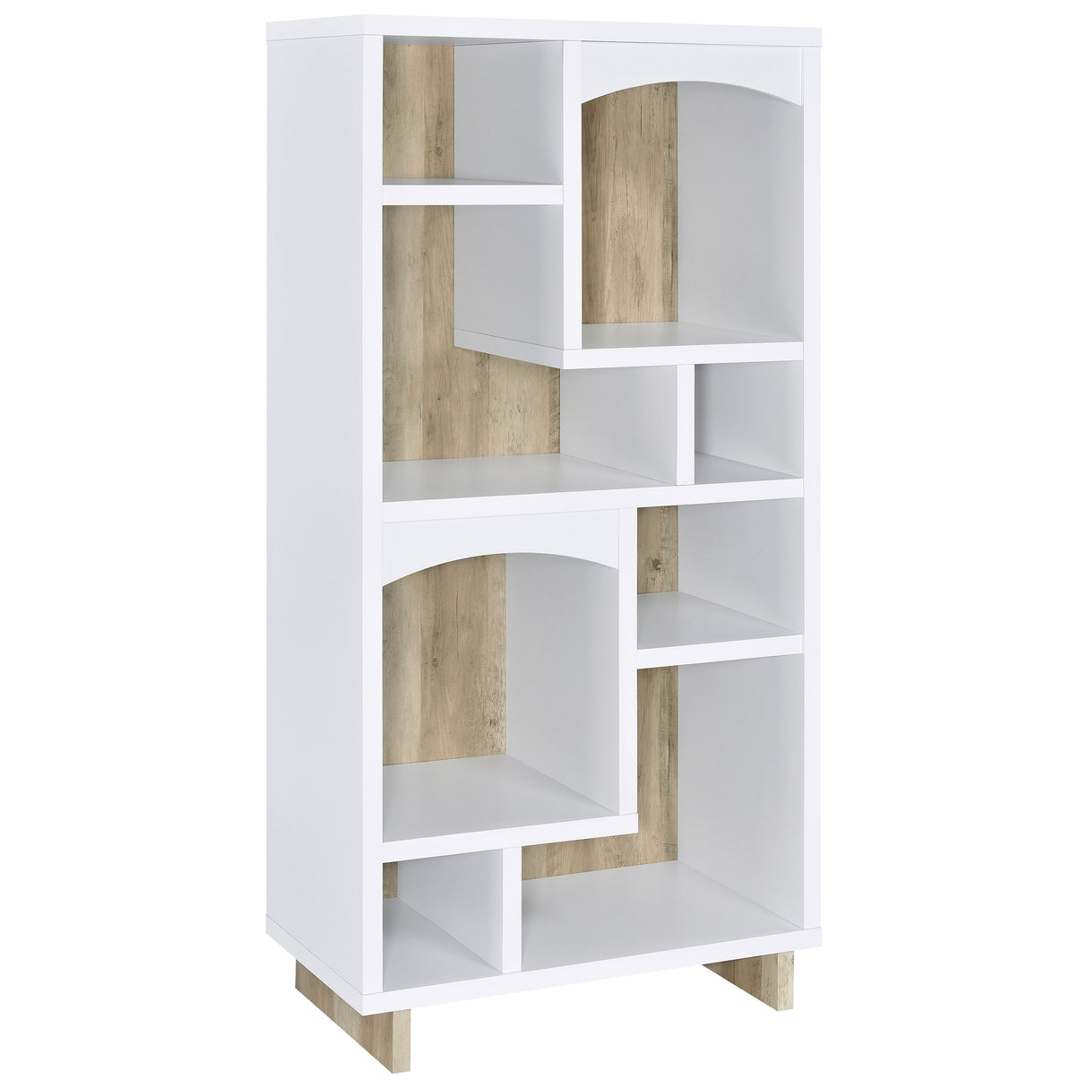 Dalton 65" 6-Shelf Bookcase in White and Distressed Pine