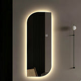 Irregular Shape LED Full Length Wall Mirror With 3 Color Dimmable Lighting - Silver