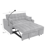Modern Velvet Loveseat Futon Sofa With Pullout Bed, Adjustable Reclining Backrest, Toss Pillows