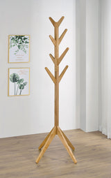 Margaret Natural Oak Solid Wood Coat Rack with 8 Hooks