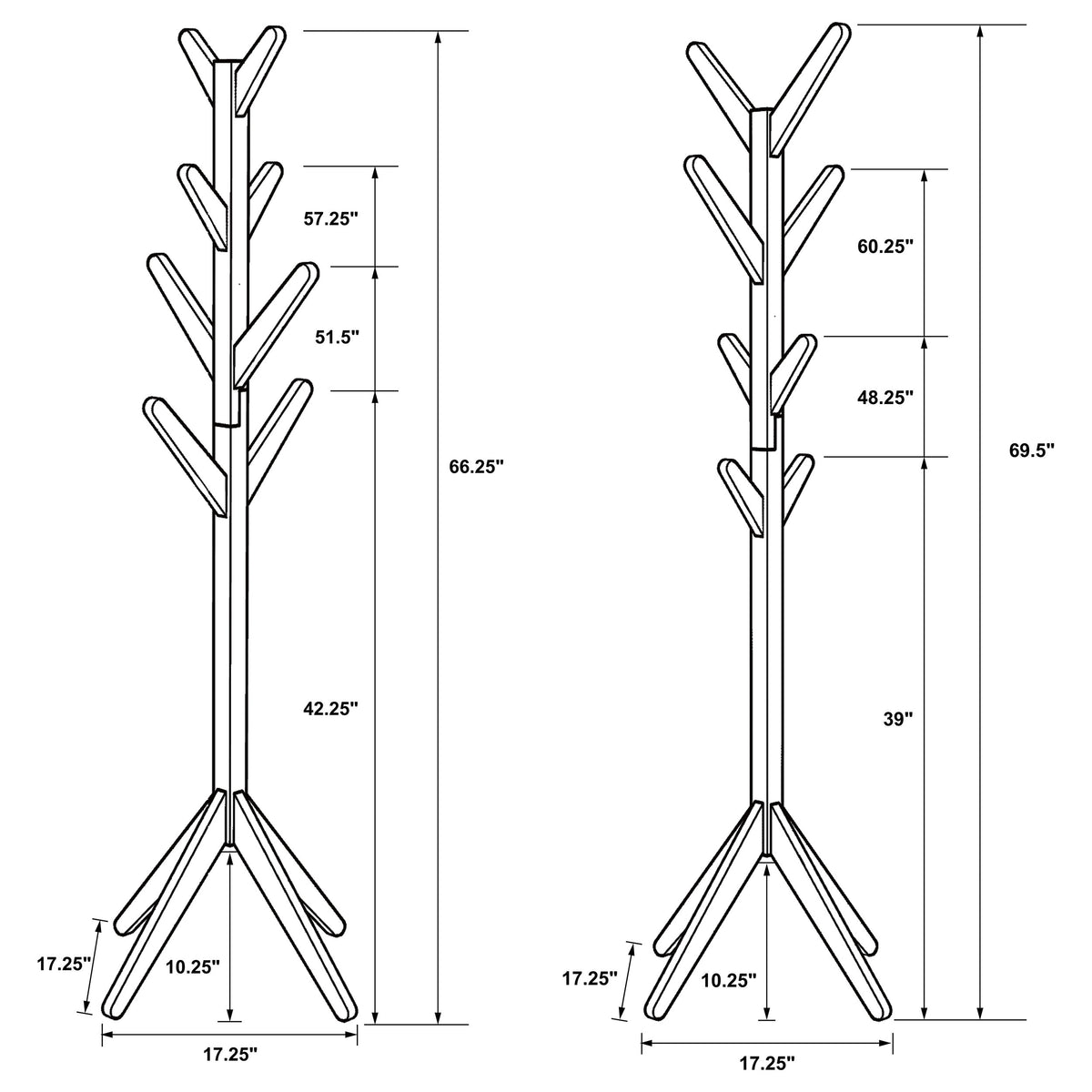 Margaret Natural Oak Solid Wood Coat Rack with 8 Hooks