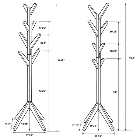 Margaret Natural Oak Solid Wood Coat Rack with 8 Hooks
