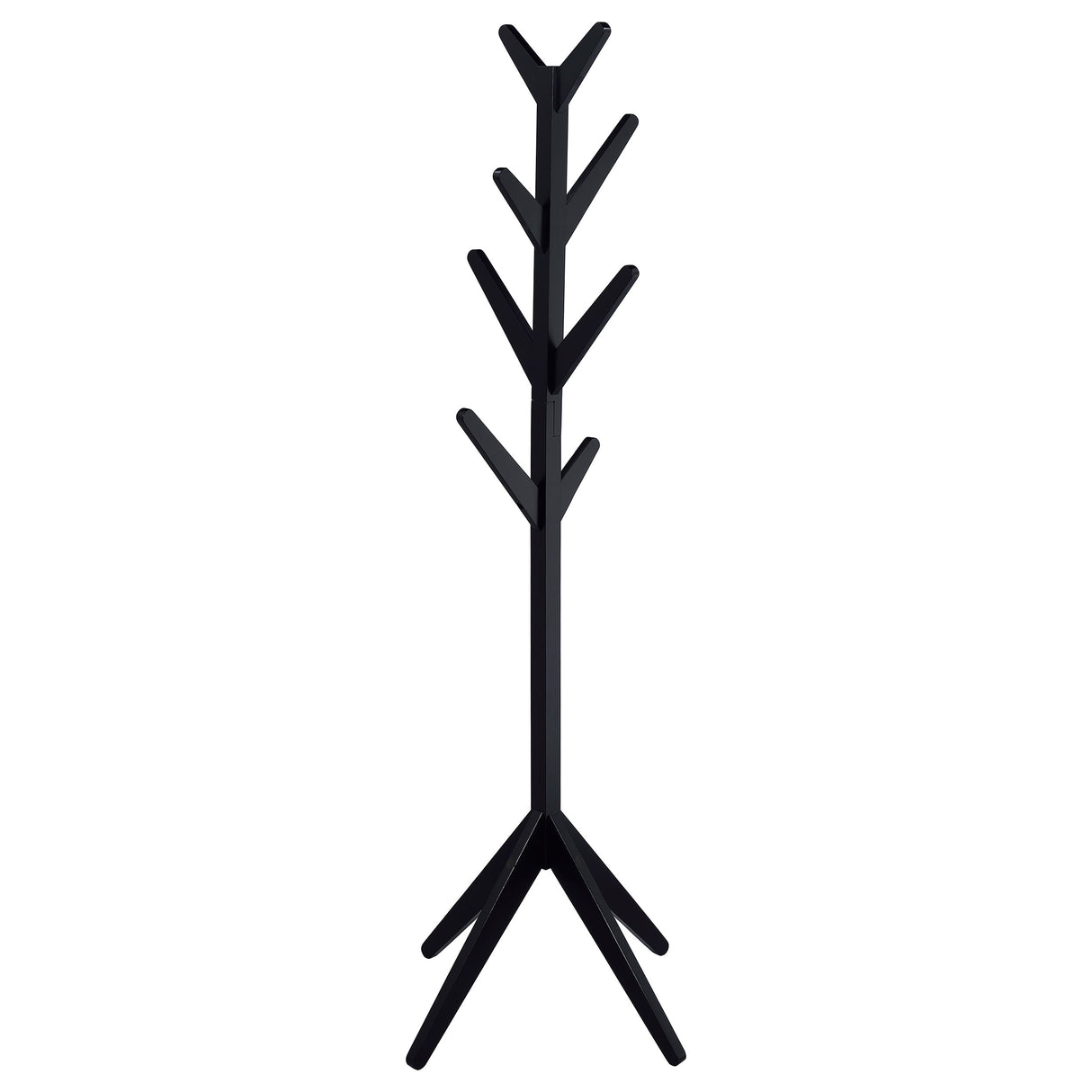 Margaret Black Rubberwood Coat Rack with 8 Hooks
