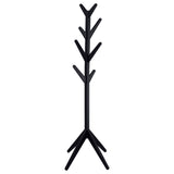 Margaret Black Rubberwood Coat Rack with 8 Hooks