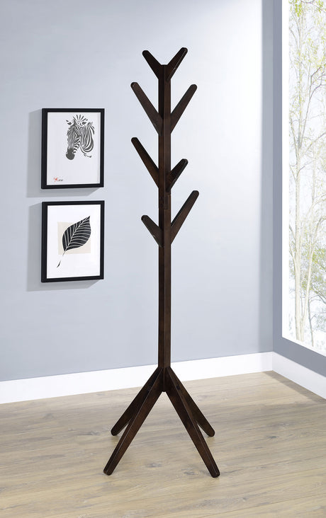 Margaret Cappuccino Solid Wood Coat Rack with 8 Hooks