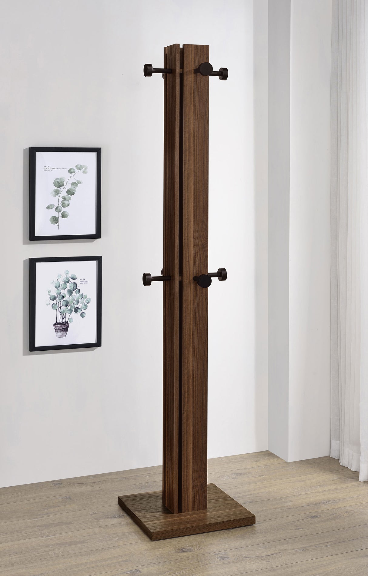 Rikkie Mid-Century Walnut Engineered Wood Coat Rack