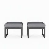 Patio All-Weather Ottomans With Thick Cushions (Set of 2)