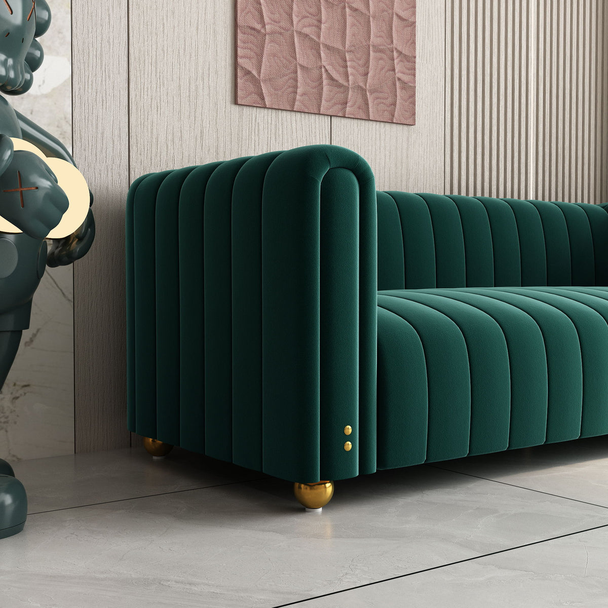Sofa With Vertical Stripes With Accents