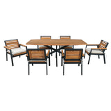 Modern 7-Piece Outdoor Beige Dining Set