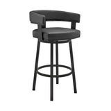 Lorin - 26" Counter Height Swivel Bar Stool - Black Finish And Faux Leather
