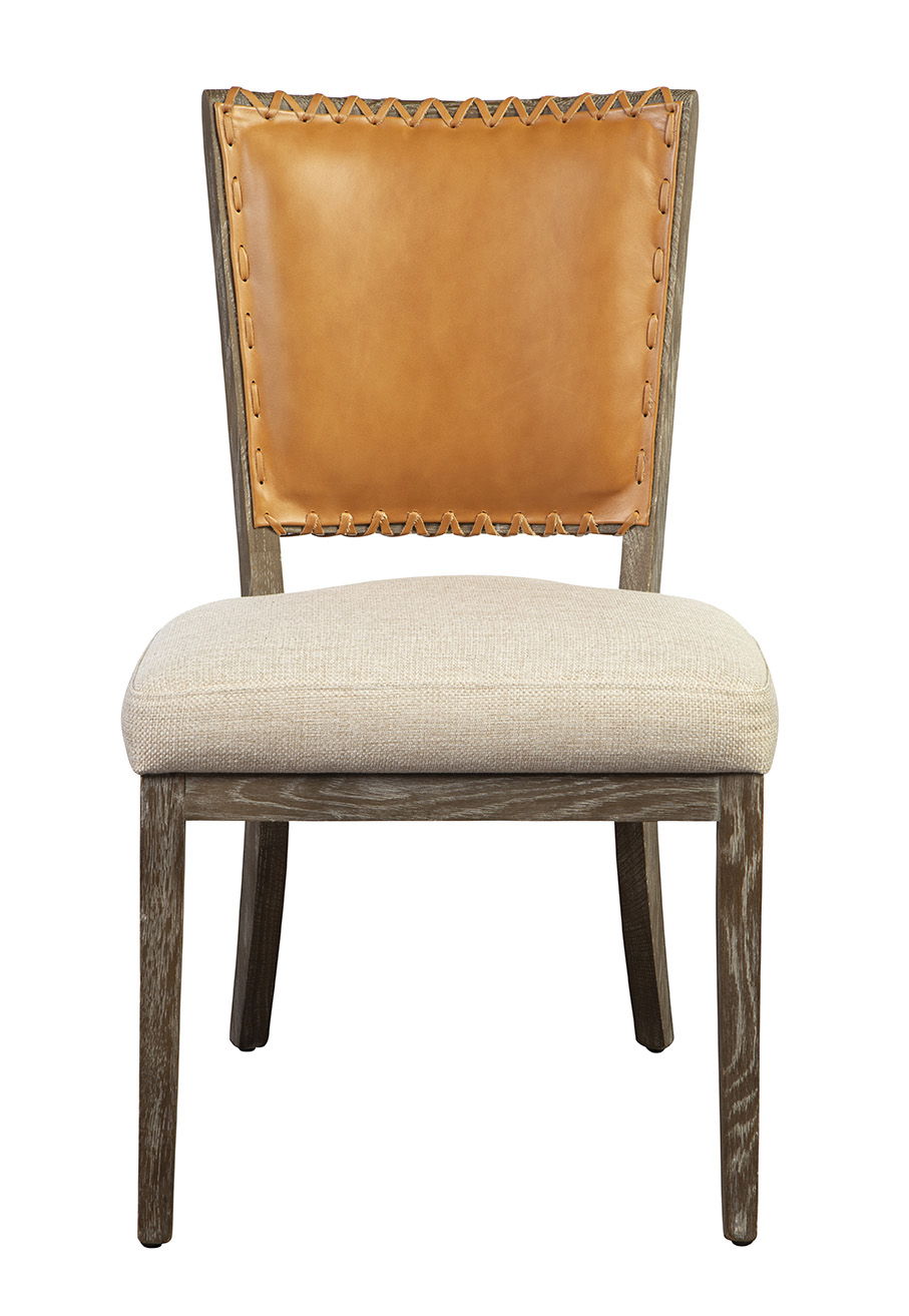 Lina - Chair - Leather And Linen (Set of 2) - Light Brown