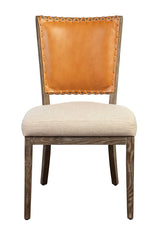 Lina - Chair - Leather And Linen (Set of 2) - Light Brown