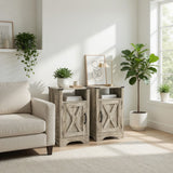Farmhouse Nightstand, Charging Station & Storage