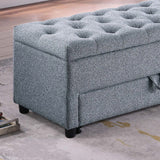 Storage Ottoman With Tufted Seat And Underseat Drawer