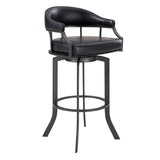 Edy - Swivel 26" Mineral Finish And Black Faux Leather Bar Stool