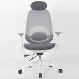 Office High Back Swivel Desk Chair With Height Adjustable Backrest, 3 Tilt Lock & Rotatable Headrest - Milk White