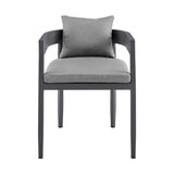 Menorca - Outdoor Patio Dining Chairs In Aluminum With Gray Cushions - (Set Of 2)