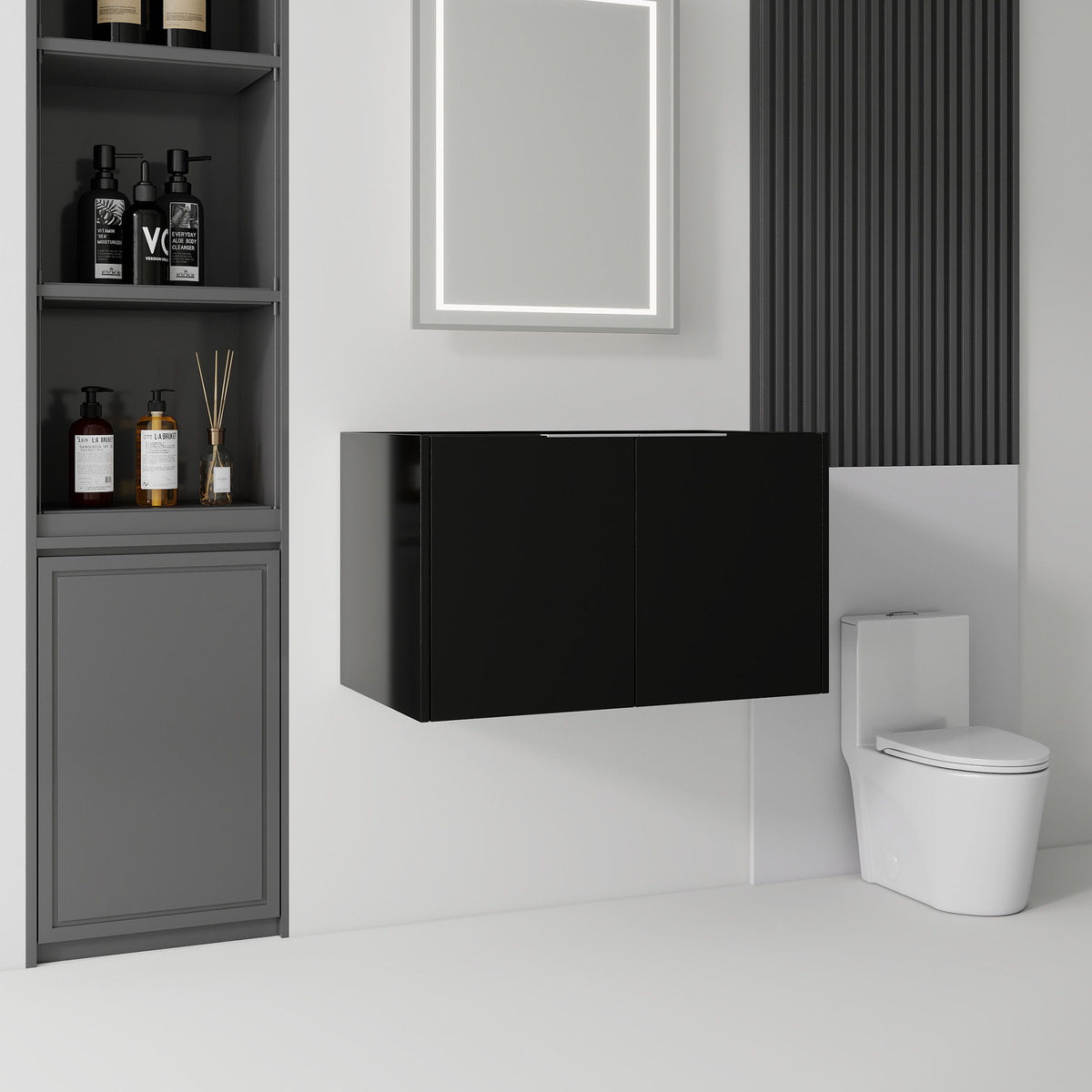 Floating Bathroom Vanity Cabinet With Soft Close Double Doors, Spacious Interior Storage, Wall Mounted, Cabinet Only