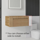 Floating Bathroom Vanity Cabinet, Soft Close Double Drawers, Open Side Storage, Wall Mounted, Cabinet Only