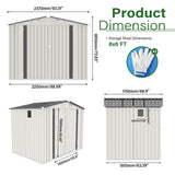 Outdoor Garden Storage Shed, Tool Shed With Pitched Roof Waterproof With 1 Window And 2 Lockable Door - White / Gray