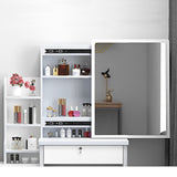 Vanity Desk With Mirror And Lights For Makeup And Chair Set With 3 Adjustable LED Lighting, 4 Drawers - White