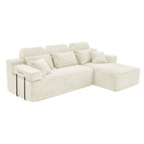 Sectional Sleeper Sofa & Storage Pockets, Modular Couch With Throw Pillows For Living Room