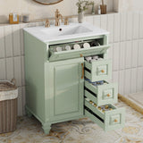 Freestanding Bathroom Vanity With Sink, 3 Drawers & Flip-Out Drawer