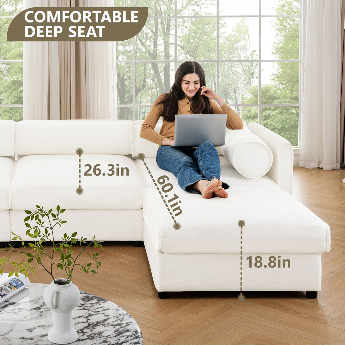 Modern Modular Sectional Sofa With Storag, Contemporary Cylindrical Design