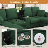 Modern U - Shaped Sectional Sofa With Storage Ottomans, USB Ports, And Cup Holders