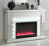 Gilmore Mirrored Freestanding Electric Fireplace, Silver