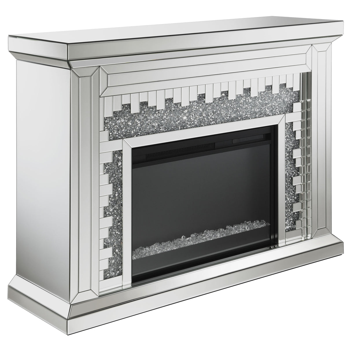 Gilmore Mirrored Freestanding Electric Fireplace, Silver