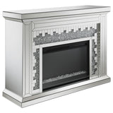 Gilmore Mirrored Freestanding Electric Fireplace, Silver