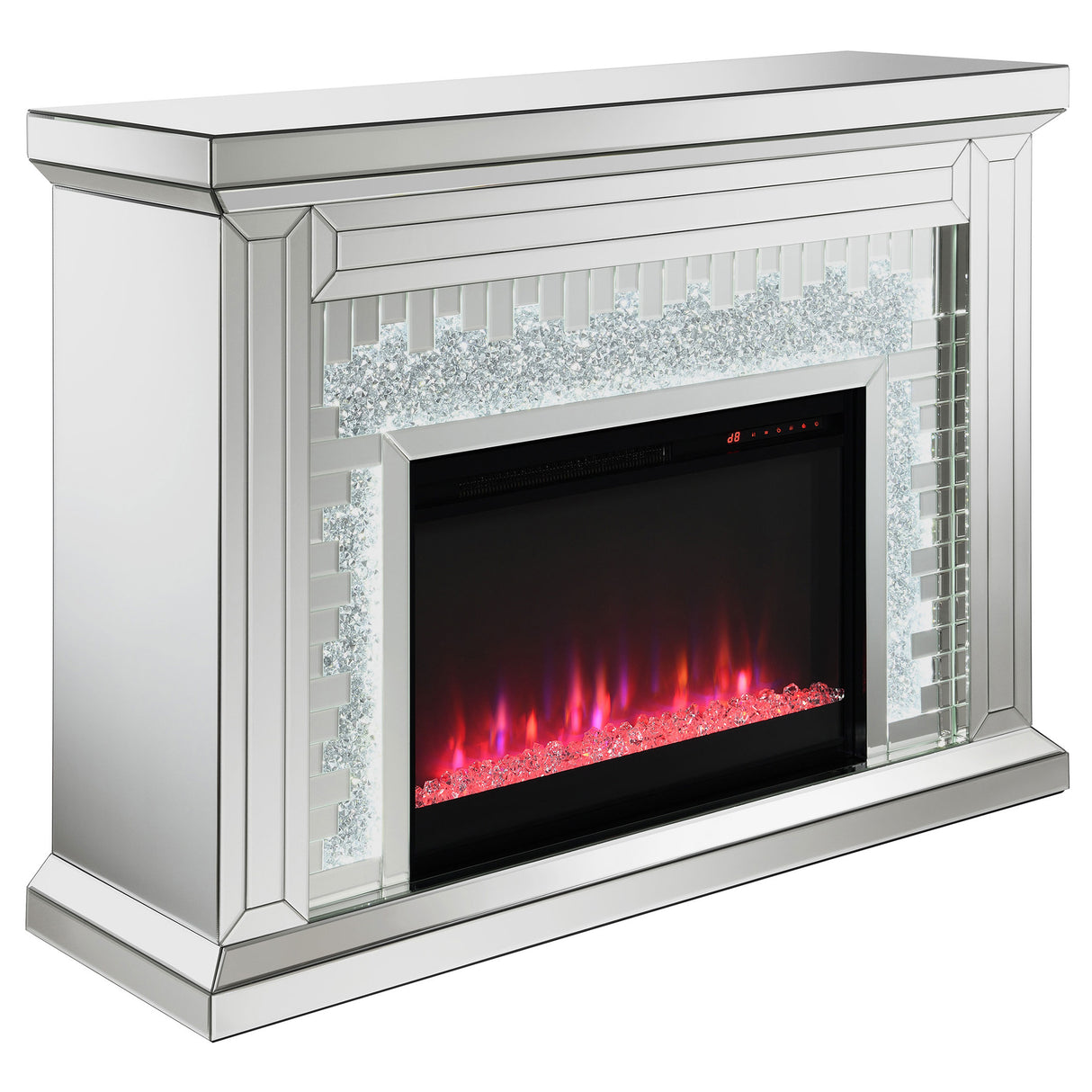 Gilmore Mirrored Freestanding Electric Fireplace, Silver