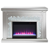 Gilmore Mirrored Freestanding Electric Fireplace, Silver