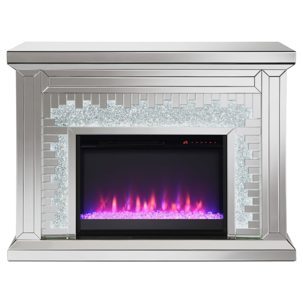 Gilmore Mirrored Freestanding Electric Fireplace, Silver