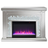 Gilmore Mirrored Freestanding Electric Fireplace, Silver