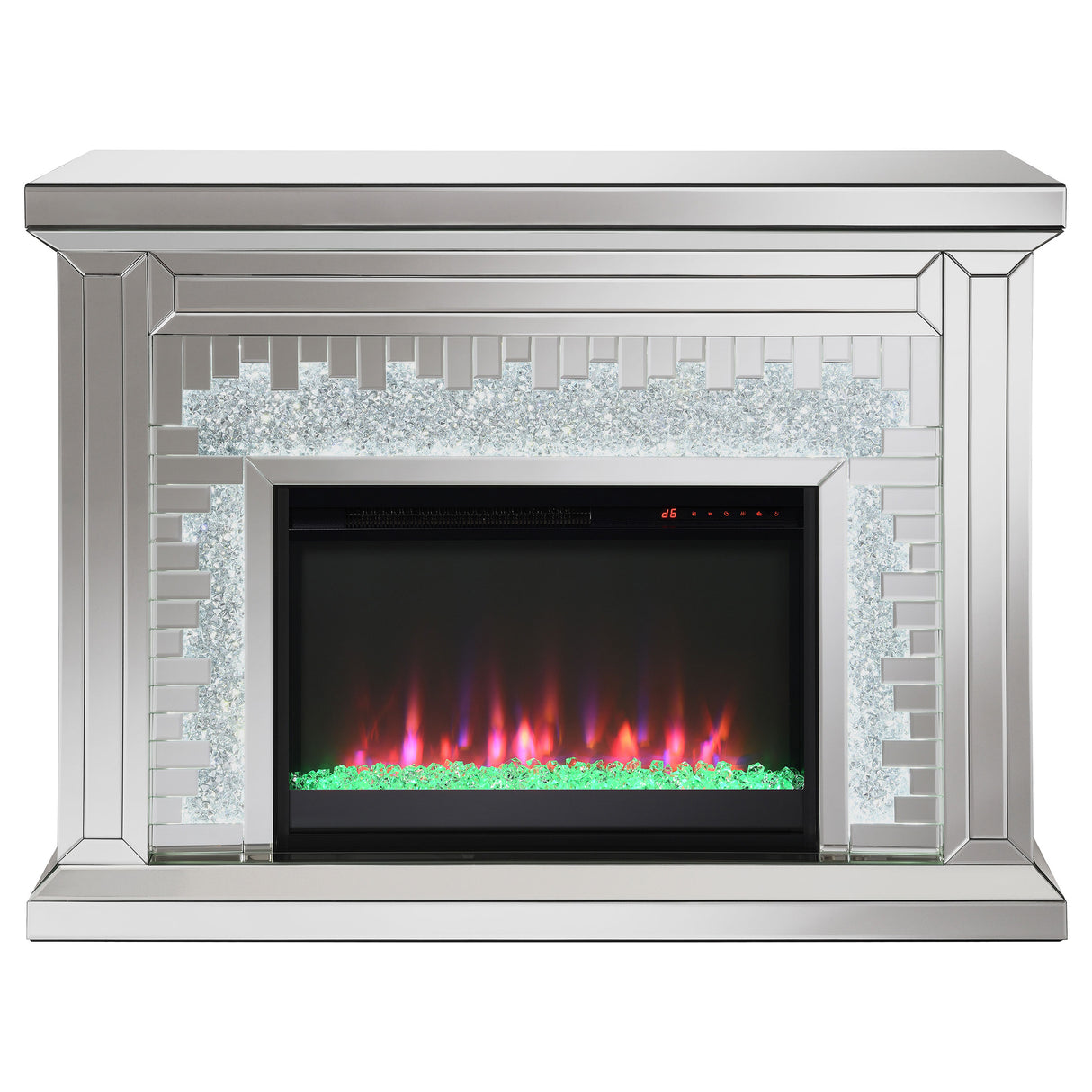 Gilmore Mirrored Freestanding Electric Fireplace, Silver