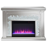 Gilmore Mirrored Freestanding Electric Fireplace, Silver