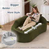 Compression Curved Chaise Longue Chair Indoor Loveseat Sofa Bed With Deep Seat And Pillow - Green